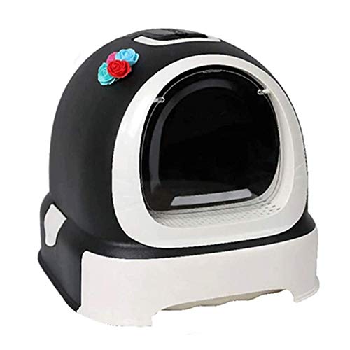 Caja De Arena Para Gatos Completamente Cerrada, Caja De Arena Para Gatos Grande Y Bonita Que Es Fácil De Limpiar E Inodoro Para Gatos Extraíble Y Resistente A Salpicaduras (52CMX42CMX40CM), Black