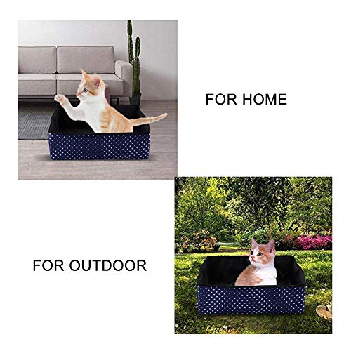 Caja de Arena para Gatos, Plegable portátil para Mascotas Caja de Arena para Mascotas Kitty Litter Pan Caja de Aseo para Gatos Cama para Mascotas Casa Nido para Uso en Viajes al Aire Libre(Azul)