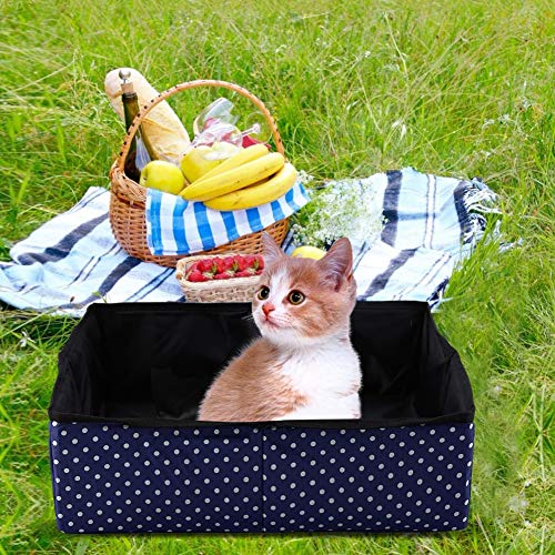 Caja de Arena para Gatos, Plegable portátil para Mascotas Caja de Arena para Mascotas Kitty Litter Pan Caja de Aseo para Gatos Cama para Mascotas Casa Nido para Uso en Viajes al Aire Libre(Azul)