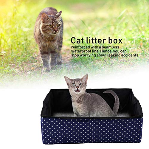Caja de Arena para Gatos, Plegable portátil para Mascotas Caja de Arena para Mascotas Kitty Litter Pan Caja de Aseo para Gatos Cama para Mascotas Casa Nido para Uso en Viajes al Aire Libre(Azul)