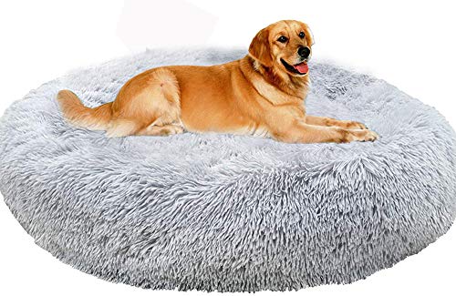 Cálidas camas para perros XXL, lujosas y suaves donuts, cojín de cama para perros y gatos, de piel sintética, para perros medianos, grandes, extragrandes, lavables