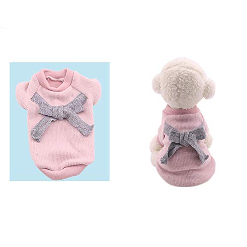 Calientes lindos del animal doméstico del gato del perrito de la capa Ropa Rosa M suéter prendas de vestir confeccionadas Sweatershirt ropa para mascotas Vintage arco Géneros de punto