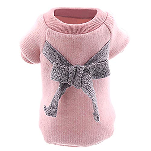 Calientes lindos del animal doméstico del gato del perrito de la capa Ropa Rosa M suéter prendas de vestir confeccionadas Sweatershirt ropa para mascotas Vintage arco Géneros de punto