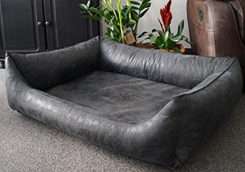 Cama ortopédica para perros con aspecto de gamuza y colchón de espuma viscoelástica