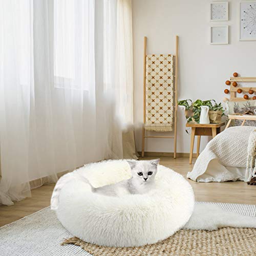 Cama para Mascotas Antideslizante de Felpa Redondo Suave para Mascotas Cojín para Mascotas Cama para Dormir para Cachorros de Gatos