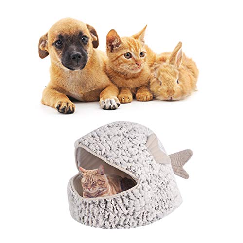 Cama para Mascotas Cálida Cueva con Forma de Pez Dorado a Prueba de Viento Casa Oculta para Perros Saco de Dormir para Gatos Y Perros Pequeños