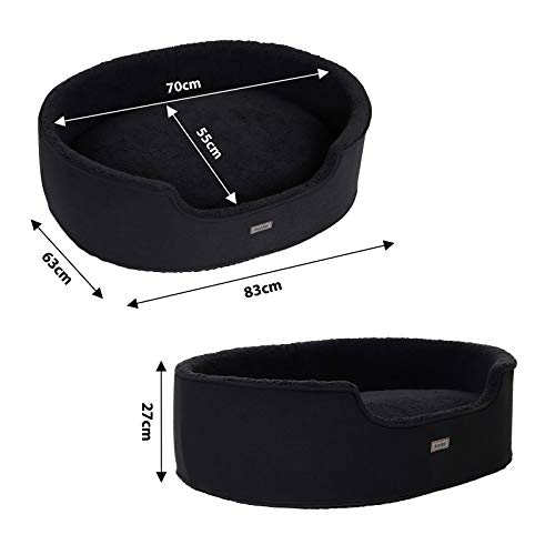 Cama Perro con cojín Reversible Cama Gatos Cuna de Felpa (M) 83 x 63 cm Negro