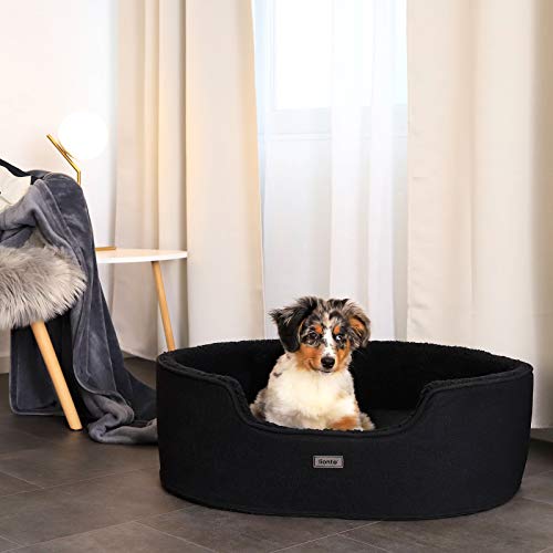 Cama Perro con cojín Reversible Cama Gatos Cuna de Felpa (M) 83 x 63 cm Negro