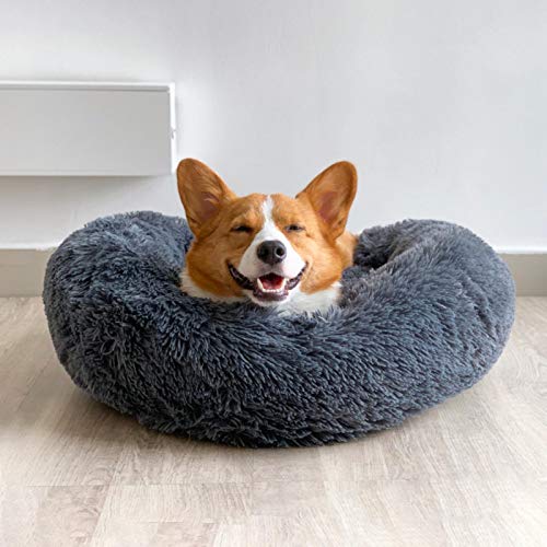 Cama redonda para mascotas Cama para perros Cama para gatos Cama relajante para mascotas Nido redondo Cálido Cómodo Invierno Cama para mascotas Piel Donut Sofá Cojín para dormir para perros Gatos