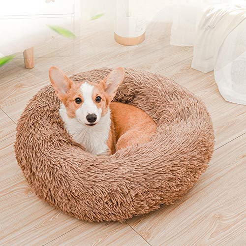 Cama redonda para mascotas Cama para perros Cama para gatos Cama relajante para mascotas Nido redondo Cálido Cómodo Invierno Cama para mascotas Piel Donut Sofá Cojín para dormir para perros Gatos