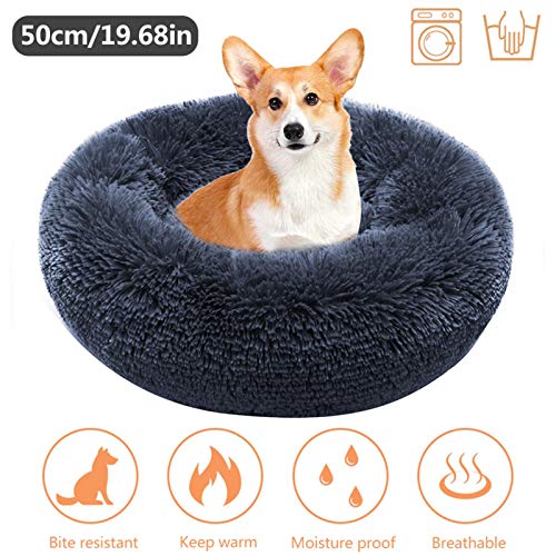 Cama redonda para mascotas Cama para perros Cama para gatos Cama relajante para mascotas Nido redondo Cálido Cómodo Invierno Cama para mascotas Piel Donut Sofá Cojín para dormir para perros Gatos