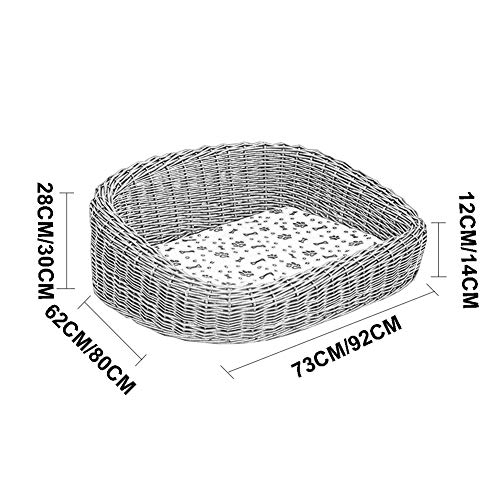 Camas para Perros Canasta for Perros Rattan Nesting Dog Cave Bed Dog Pet Nest Nest Padded Bed Bolster Bed for Uso En Interiores Y Exteriores con Colchón De Algodón Y (Color : B, Size : 92x80x30cm)