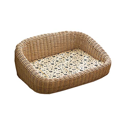 Camas para Perros Canasta for Perros Rattan Nesting Dog Cave Bed Dog Pet Nest Nest Padded Bed Bolster Bed for Uso En Interiores Y Exteriores con Colchón De Algodón Y (Color : B, Size : 92x80x30cm)