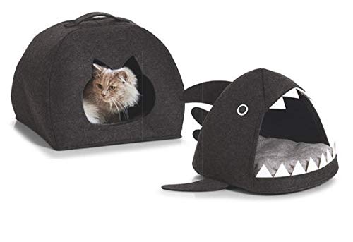 Canasta de gato Zeller tiburón, armario textil de fieltro, forro polar, antracita, 45 x 38 x 34 cm