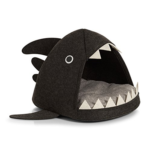 Canasta de gato Zeller tiburón, armario textil de fieltro, forro polar, antracita, 45 x 38 x 34 cm