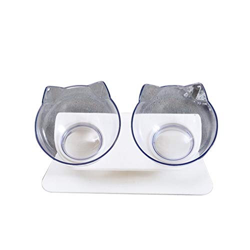 CandyTT Cuencos Transparentes para Gatos con Soporte, comedero para Mascotas, Juego de Cuencos Dobles para Comida, Gatos y Perros Ultra pequeños (Cuenco Doble Blanco)