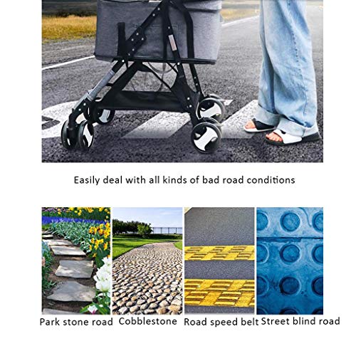 Carrito Para Perros Mochila Pet Travel cochecito plegable cubierta de la lluvia con 4 ruedas de la carretilla del basculador Buggy perro discapacitados Cochecito gris Transportin Perro Mediano