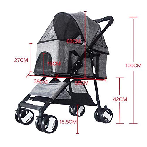 Carrito Para Perros Mochila Pet Travel cochecito plegable cubierta de la lluvia con 4 ruedas de la carretilla del basculador Buggy perro discapacitados Cochecito gris Transportin Perro Mediano