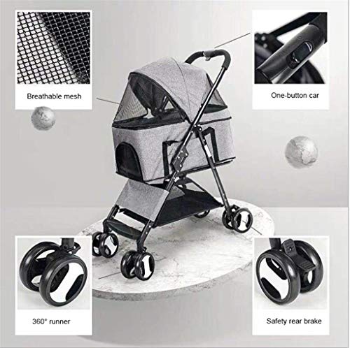 Carrito Para Perros Mochila Pet Travel cochecito plegable cubierta de la lluvia con 4 ruedas de la carretilla del basculador Buggy perro discapacitados Cochecito gris Transportin Perro Mediano