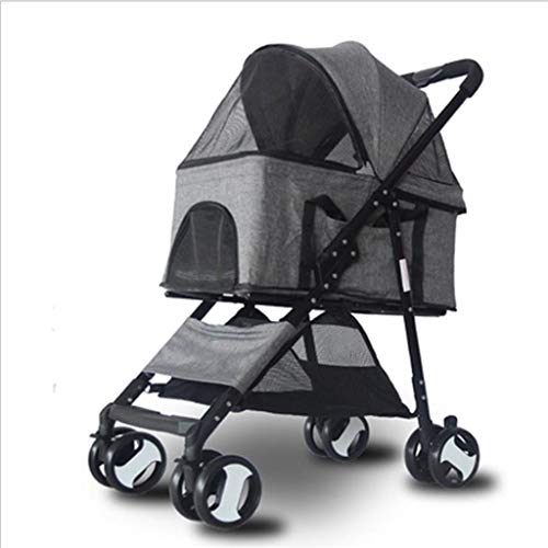 Carrito Para Perros Mochila Pet Travel cochecito plegable cubierta de la lluvia con 4 ruedas de la carretilla del basculador Buggy perro discapacitados Cochecito gris Transportin Perro Mediano