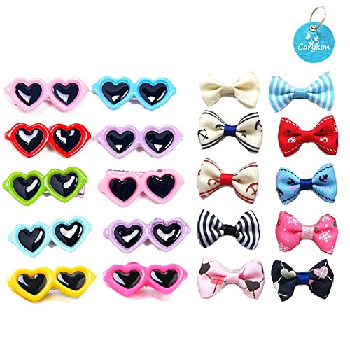 Carykon 20 pinzas para el pelo de perro, diseño de corazón, con forma de corazón, para mascotas, multicolor