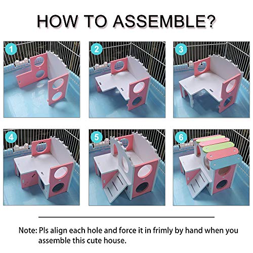 Casa de hámster Andiker para hámster o hámster con divertida escalera de escalada, juguete de ejercicio de dos capas para hámster enano, chinchilla, rata, ratón de carreras, ratón (rosa)
