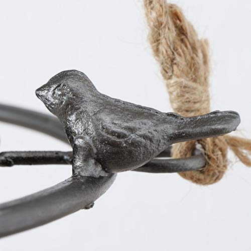 CasaJame Mobiliario Jardín Decoración Terraza Logia Fuente Baño Colgante Bebedero para Pájaros Aves Cuerda Zinc Gris Ø 25 cm