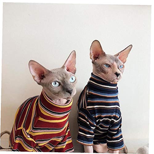 Case&Cover Ropa del Gato sin Pelo para Sphinx Ropa Ropa del Gato de Rayas Ropa de Invierno suéter de Punto de Perrito del Gato Proveedor