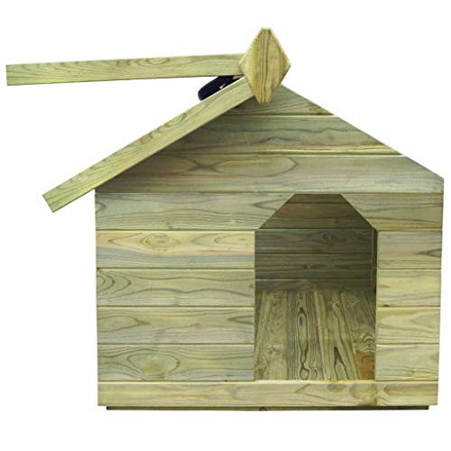 Caseta para perro de exterior, caseta para perros con techo abatible, caseta para perros de madera impregnada con FSC, impermeable, fácil de mantener, 85 x 103,5 x 72 cm