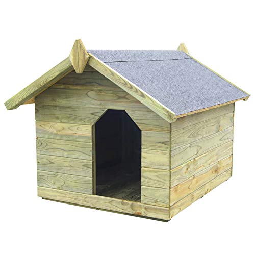 Caseta para perro de exterior, caseta para perros con techo abatible, caseta para perros de madera impregnada con FSC, impermeable, fácil de mantener, 85 x 103,5 x 72 cm