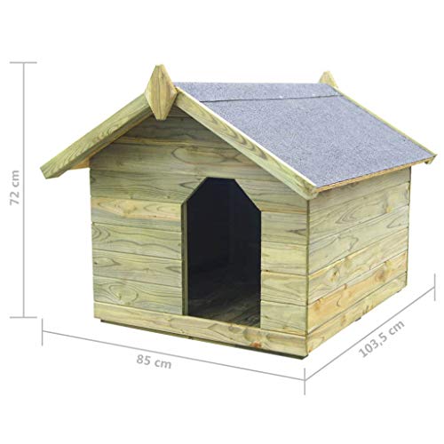 Caseta para perro de exterior, caseta para perros con techo abatible, caseta para perros de madera impregnada con FSC, impermeable, fácil de mantener, 85 x 103,5 x 72 cm