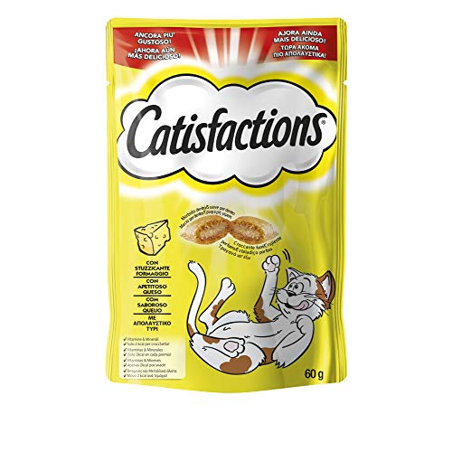 Catisfaction Premios para Gatos, Sabor Queso (Pack de 6 x 60g)