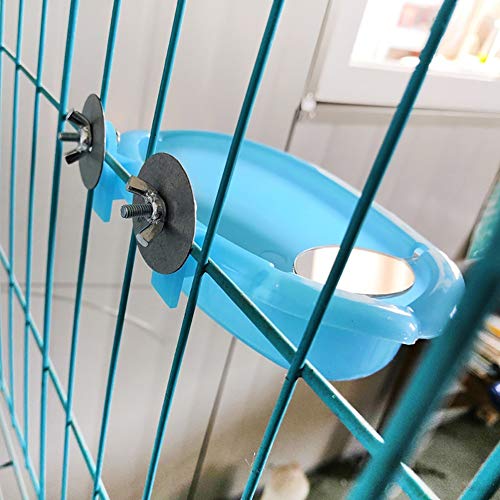 Catkoo Bird Accessories, Cute Cage Mounted Small Bird Parrot Bath Basin Ducha Pet Bañera de baño con Espejo - Azul