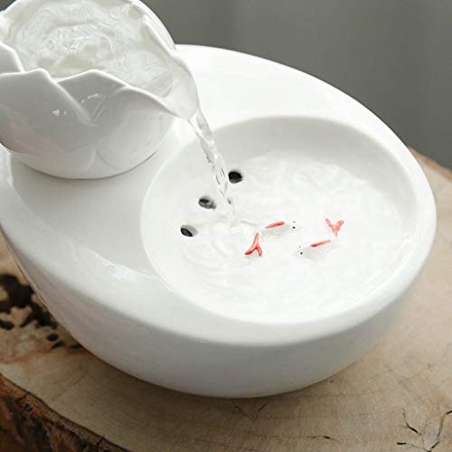 CATPETS Fuente De Agua De Cerámica para Gatos Fuente De Agua Automática Muy Silenciosa Filtro De Carbón Activado Ajustable Fuente para Mascotas Pequeñas Dispensador de Agua Ligero