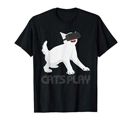 Cats Play I Funny Cat Kitten Gamer Gaming VR Auriculares Camiseta