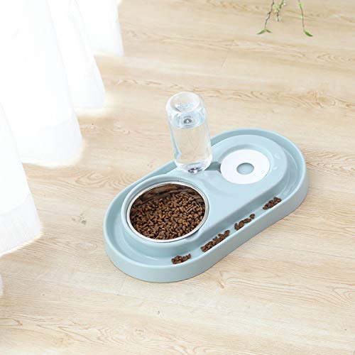 CCChaRLes Mascota Automática Perro Gato Bebida Dispensador De Agua Alimentador Plato De Comida Plato - Verde