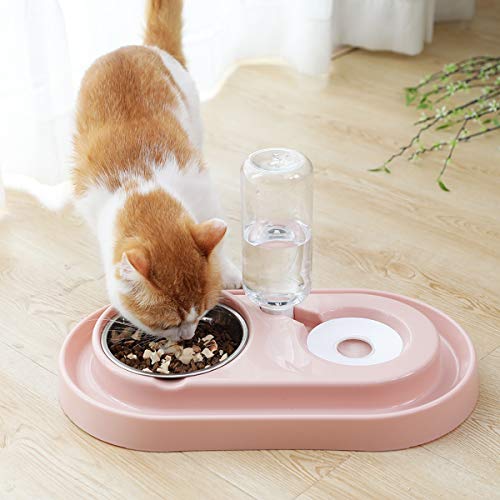 CCChaRLes Mascota Automática Perro Gato Bebida Dispensador De Agua Alimentador Plato De Comida Plato - Verde