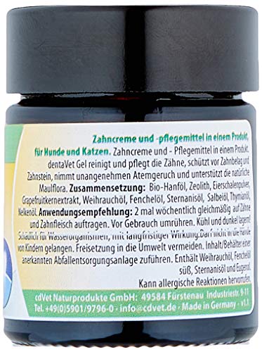 cdVet DentaVet Gel - Crema Dental Natural para Limpieza Dental, eliminación de sarro y higiene bucal para Perros y Gatos