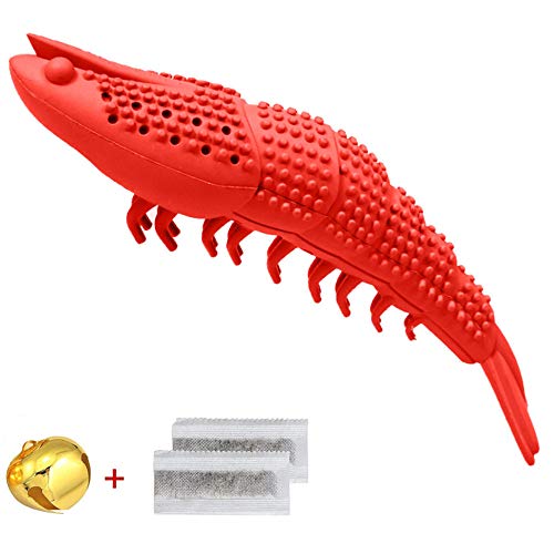 Cepillo de dientes Catnip Juguetes, juguete interactivo para masticar para gatitos gatitos gatos limpieza dental cuidado de los dientes, forma de cangrejo de cangrejo juguete para gatos (rojo)