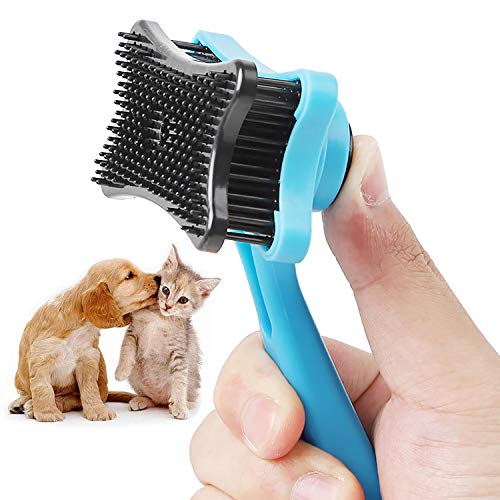 Cepillo Para Perros, Gatos, Animales Autolimpiable, Suave PequeñO, Adecuado Para Pelo Corto Hasta Largo, Elimina La Lana Inferior Del Perro Y Gato, Limpieza RáPida Pelo Muerto, 12x7,5 (1x Azul)