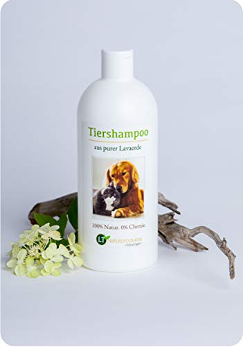 Champú para animales | Orgánico | Libre de químicos y jabones | Hipoalergénico | Contra el picor | Con tierra de lava marroquí original | 500 ml | Para pelos cortos y largos