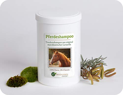 Champú seco para caballos | con arcilla de lava marroquí original | vegano y orgánico para el cuidado del pelaje sin químicos | tierra de lava | arcilla en polvo | champú para caballos