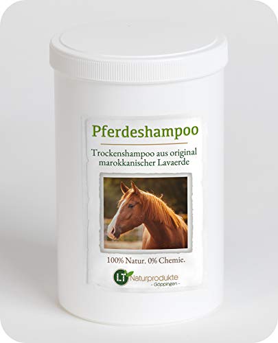 Champú seco para caballos | con arcilla de lava marroquí original | vegano y orgánico para el cuidado del pelaje sin químicos | tierra de lava | arcilla en polvo | champú para caballos