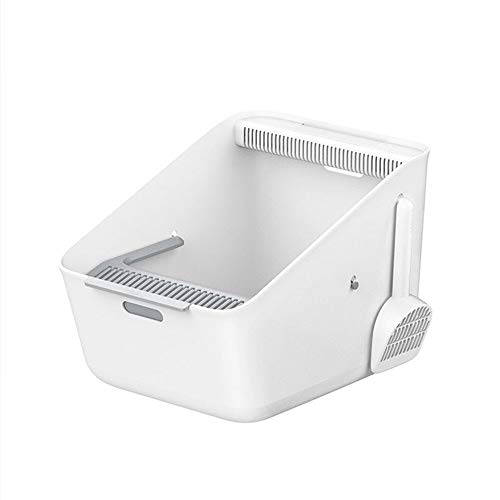 ChengBeautiful Baño De Gato Gato higiénico Caja Grande de la litera Anti-Salpicaduras Desodorante automático Caja de Arena Semi-Cerrada (Color : White, Size : 50.7x37.4x35cm)
