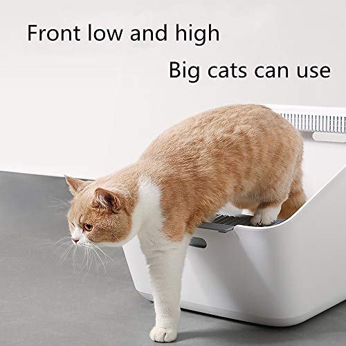 ChengBeautiful Baño De Gato Gato Inteligente Inteligente WC Net Sabor Doble contra Las Arenas de inducción semiabierto de la litera del Gato Inteligente (Color : White, Size : 50.7x37.4x35cm)