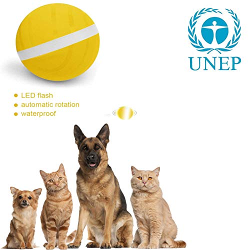 Chengstore Bola De Salto para Perros, Juguete para Mascotas Bola De Salto USB Bola Eléctrica para Mascotas Bola De Rodadura Automática Bola De Flash Rodante LED No Tóxico Impermeable Durable