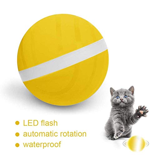 Chengstore Bola De Salto para Perros, Juguete para Mascotas Bola De Salto USB Bola Eléctrica para Mascotas Bola De Rodadura Automática Bola De Flash Rodante LED No Tóxico Impermeable Durable