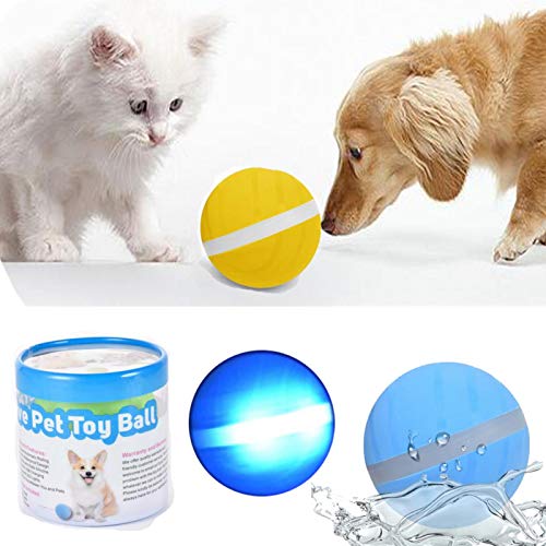 Chengstore Bola De Salto para Perros, Juguete para Mascotas Bola De Salto USB Bola Eléctrica para Mascotas Bola De Rodadura Automática Bola De Flash Rodante LED No Tóxico Impermeable Durable