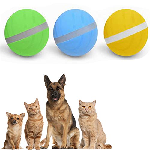 Chengstore Bola De Salto para Perros, Juguete para Mascotas Bola De Salto USB Bola Eléctrica para Mascotas Bola De Rodadura Automática Bola De Flash Rodante LED No Tóxico Impermeable Durable