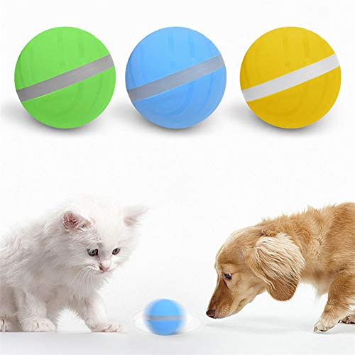 Chengstore Bola De Salto para Perros, Juguete para Mascotas Bola De Salto USB Bola Eléctrica para Mascotas Bola De Rodadura Automática Bola De Flash Rodante LED No Tóxico Impermeable Durable